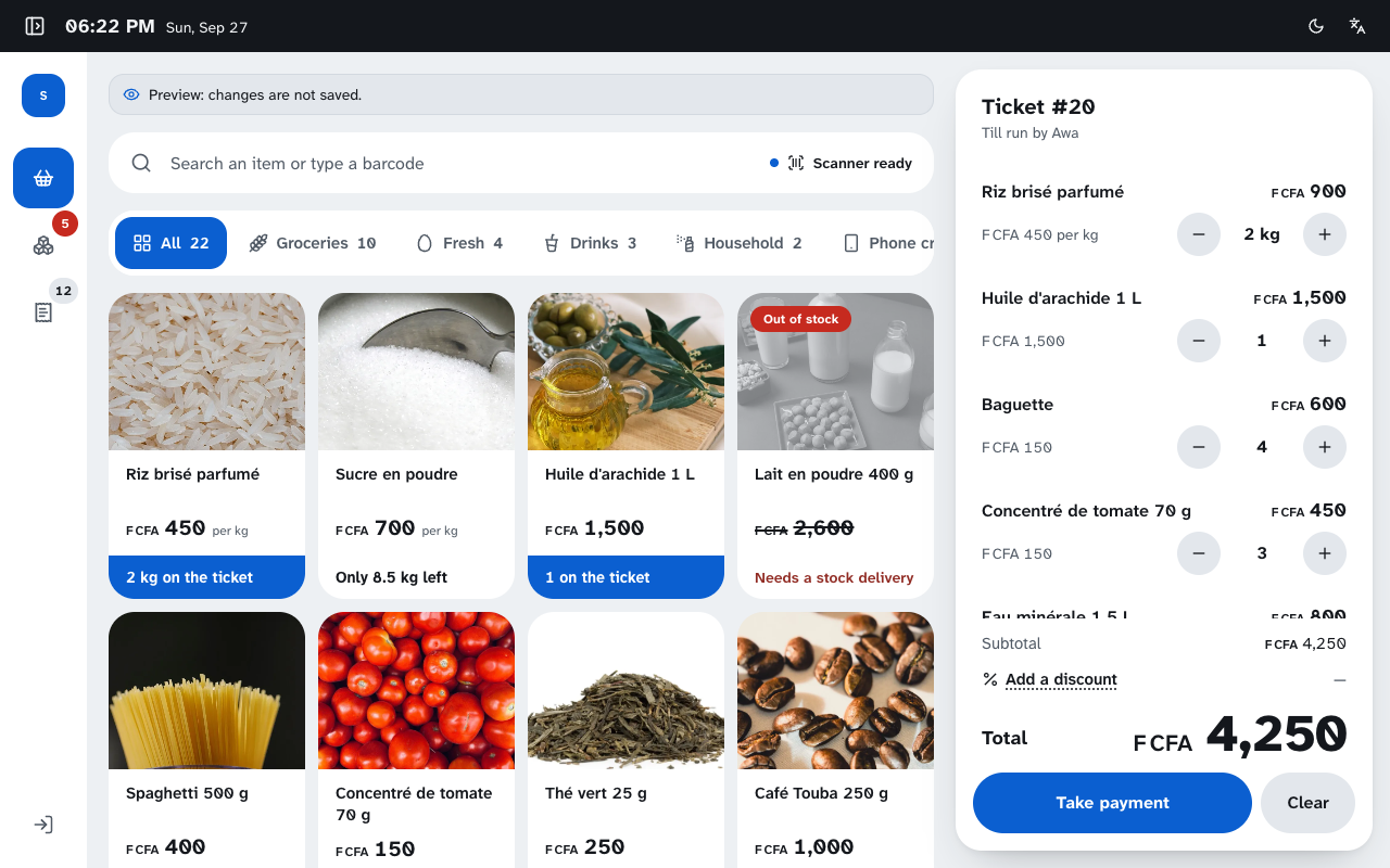 Mini-market till & stock